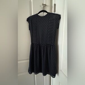 Zara Navy Blue Polka Dot Dress with White Dots